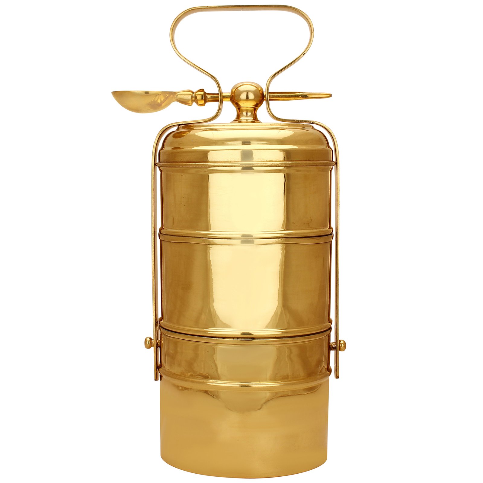 Vintage Style 3 Tier Brass Tiffin/Lunch Box with Inner Tin Lining and ...